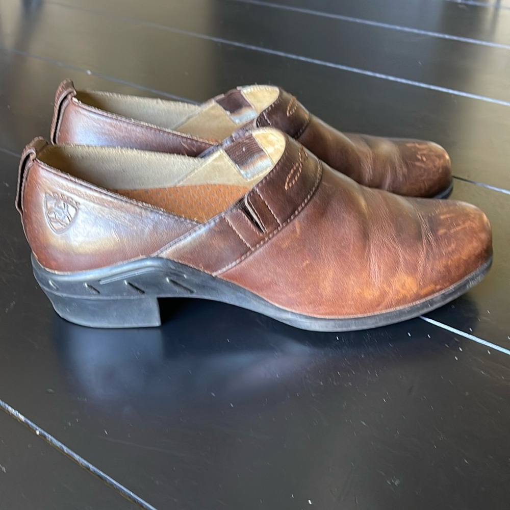 ARIAT Paddock Women's Size 7.5 Brown Leather Comfort Sport Clog Ankle Shoes - Picture 2 of 6